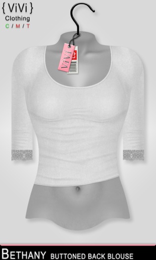 { ViVi } Bethany - Buttoned Back Blouse - White