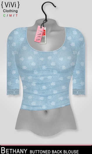 { ViVi } Bethany - Buttoned Back Blouse - Floral Blue