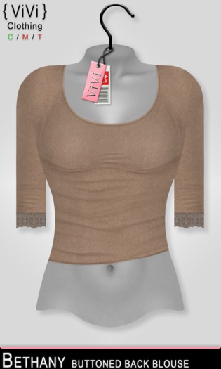 { ViVi } Bethany - Buttoned Back Blouse - Brown