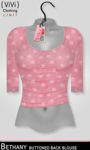 { ViVi } Bethany - Buttoned Back Blouse - Floral Pink