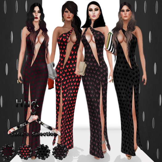 <S> Mesh Amour Dress With Hud