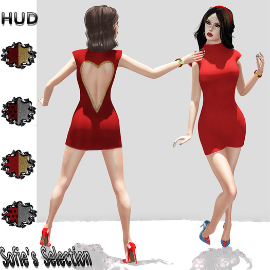 <S> Mesh Valentine Dress With Hud