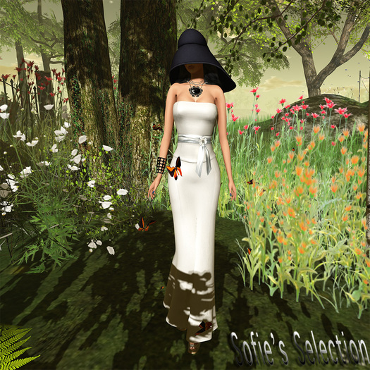 <S> Mesh Long Satin White Dress
