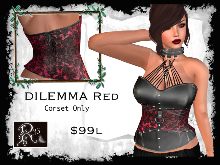 red caged corset