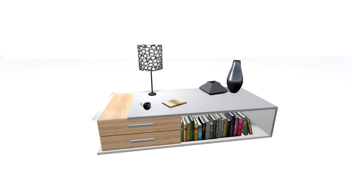 Modern coffee table with accessories