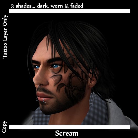 Etched Scream Face Tattoo Set