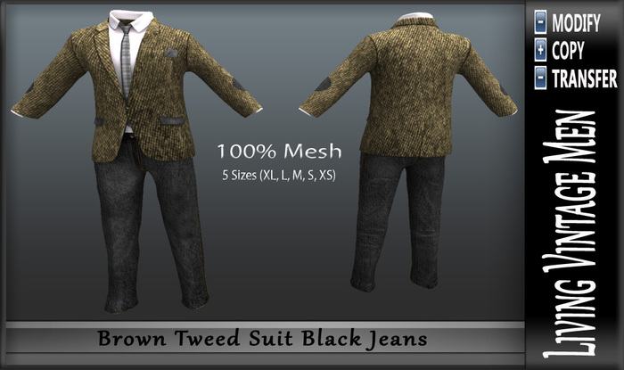 LVM Brown Tweed Suit Black Jeans  Boxed
