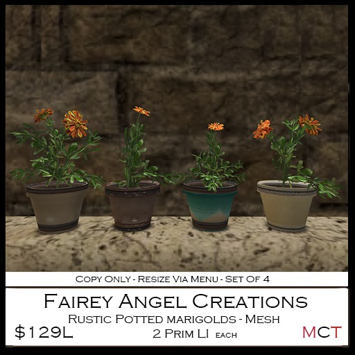 FAC Rustic Potted Marigolds 129L