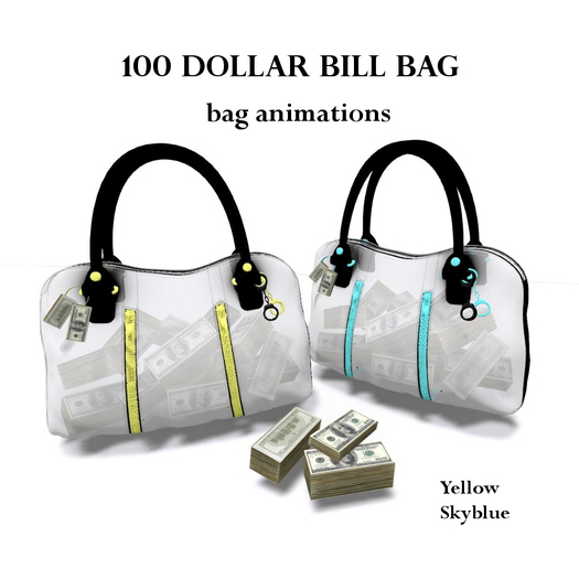 100 dollar bag / Yellow, skyblue box