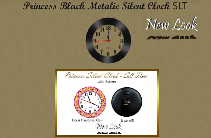 Princess Black Metalic Silent Clock - SLT 3 Prims