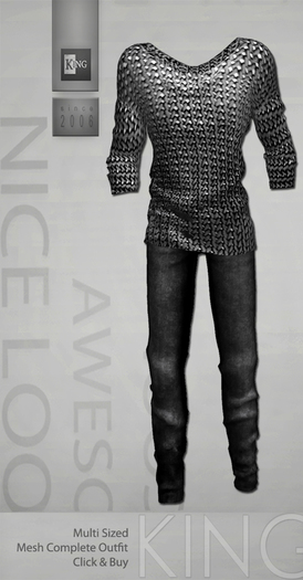 King For Men Outfit : Patterned Black Jean