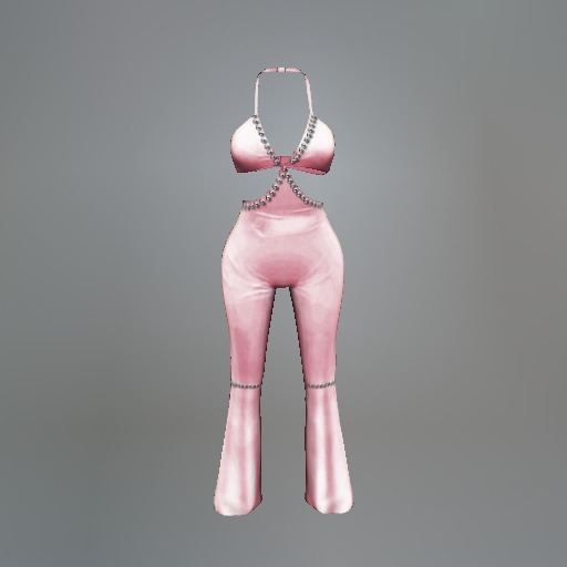 Pink Rhinestone Mesh Jumpsuit