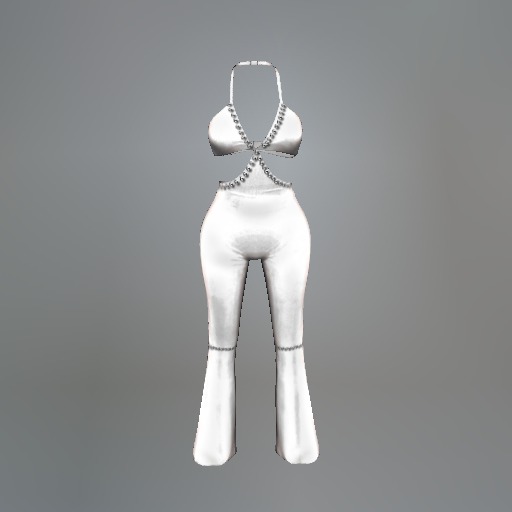 White Rhinestone Mesh Jumpsuit