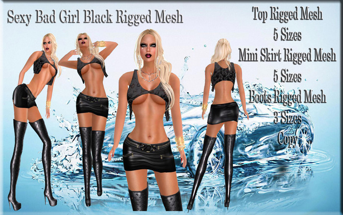 LSR - Sexy Bad Girl Black Rigged Mesh