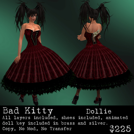 Bad Kitty Dollie Dress  - Blood Red  (R)V