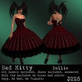 Bad Kitty Dollie Dress - Blood Red (R)V