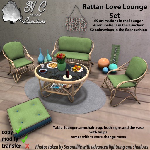 HCC Rattan Love Lounge Set Bubbly (PG) BOX