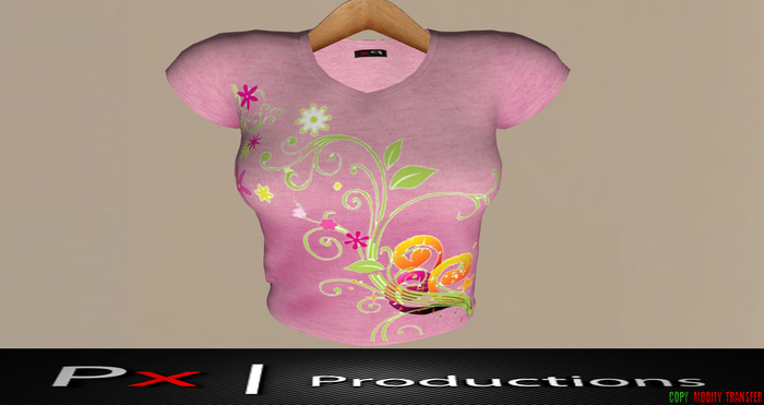 Mesh Ladies Tee Pink Floral