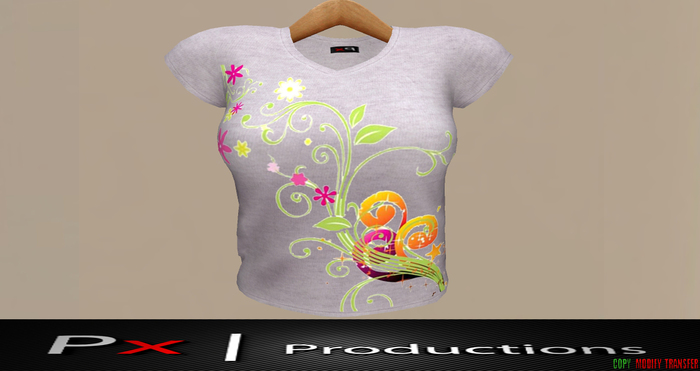 Mesh Ladies Tee Grey Floral