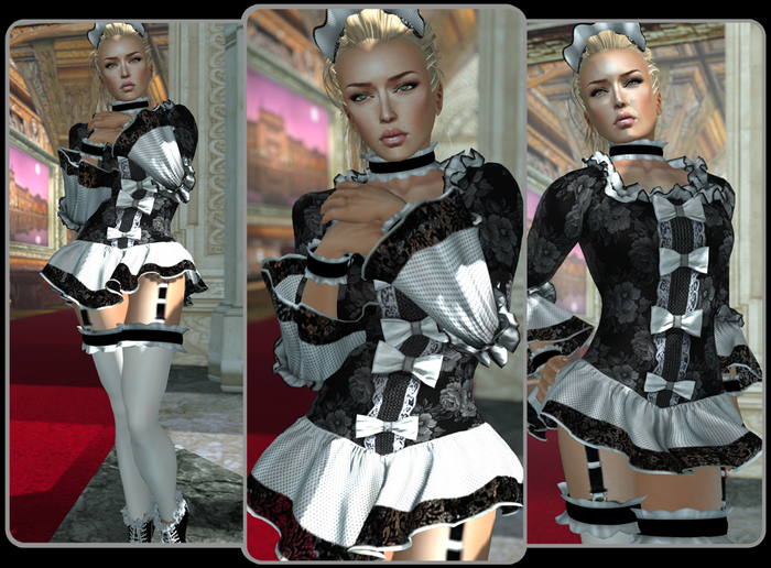 * TRIBAL BAMBOO * DREAMGIRL MAID - Black - Complete Outfit
