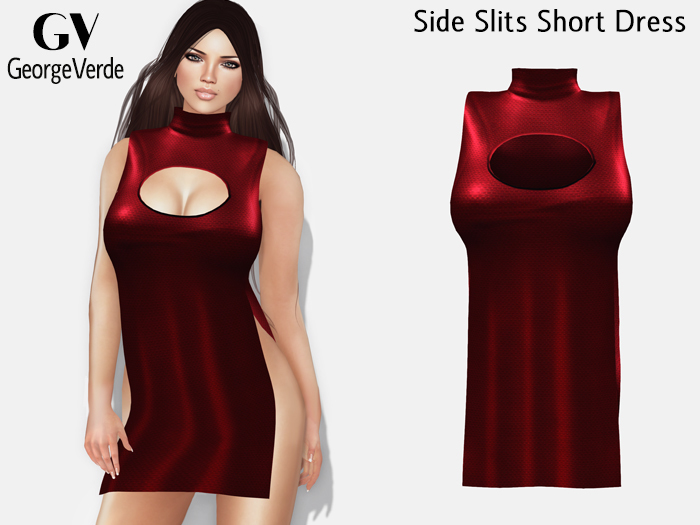 GV21035 GV_Side Slits Short Dress For Busty Shapes