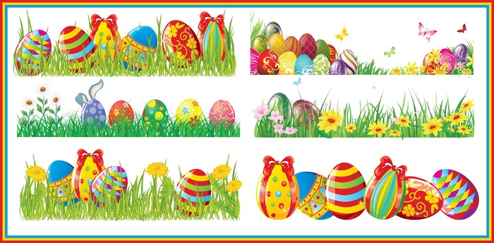 Six Easter Eggs in Grass Banners - Full Perm Alpha Textures