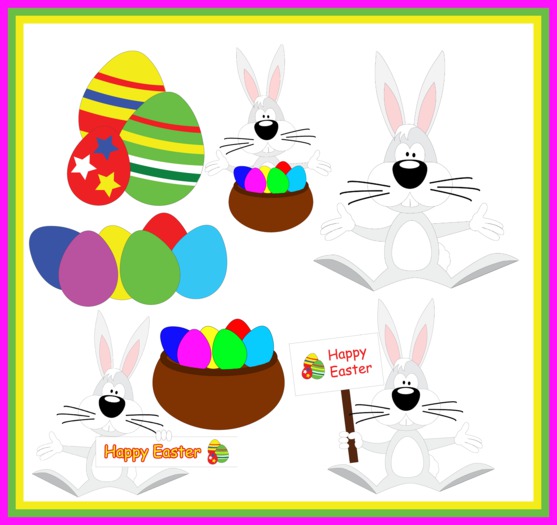 7 Cartoon Easter Bunnies - Full Permission Alpha Textures
