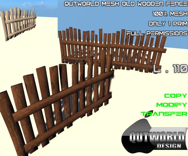 QUTWORLD MESH OLD WOODEN FENCE 