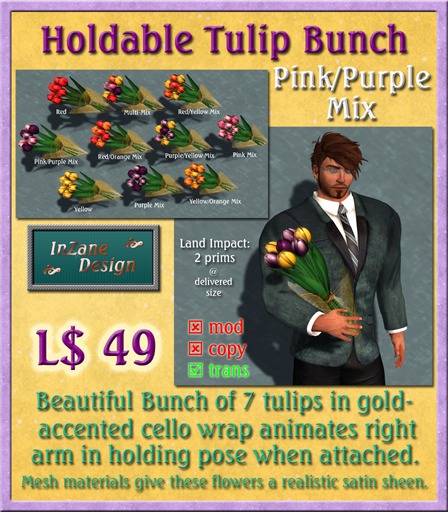 Holdable Tulip Bunch - Pink Mix