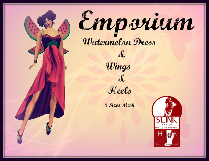 Watermelon Butterfly Dress, Heels & Wings{Boxed}