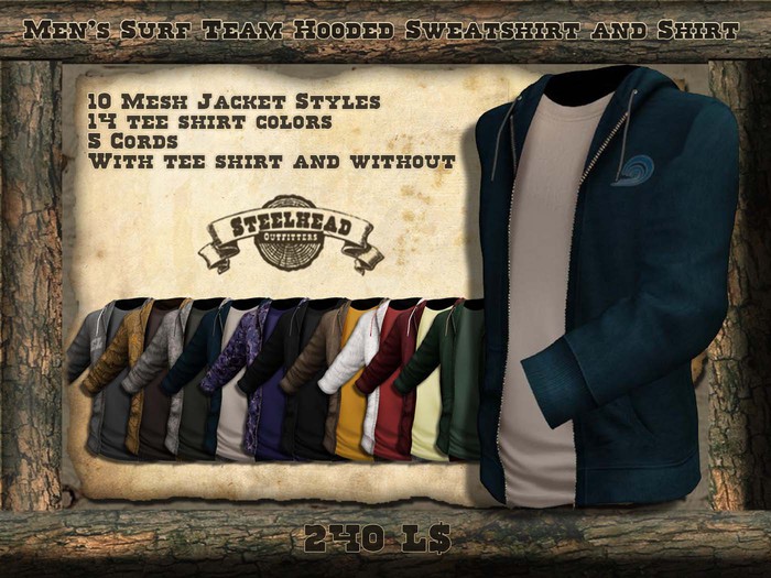 Men's Surf Team, Mesh Hooded Sweatshirt and Shirt