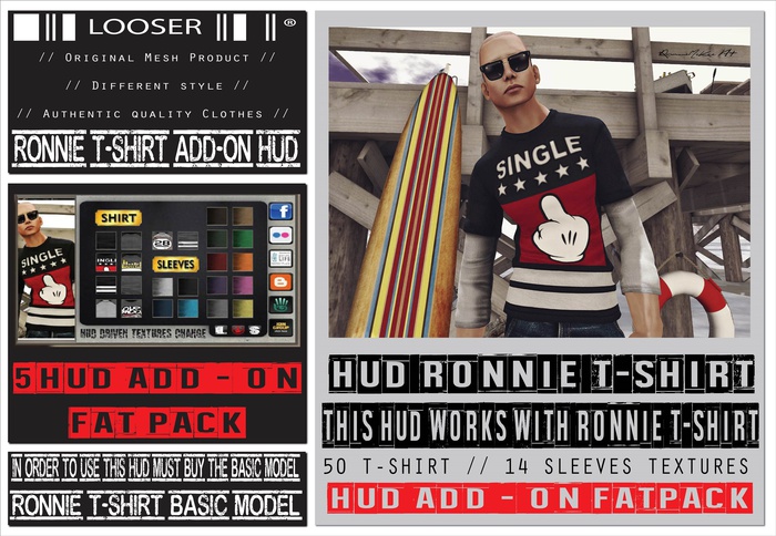 *2015 EDT.* █║▌LOOSER ║▌║® [ BOX ] HUD DRIVEN // Ronnie Double Shirt FAT PACK ( 5 HUD )