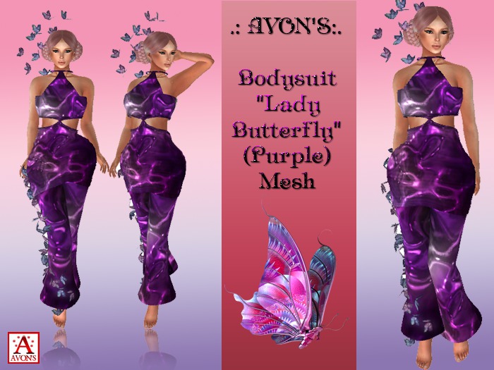 .: AVON'S:. Bodysuit "Lady Butterfly" (Purple) - Mesh
