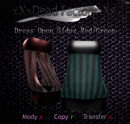 xXxDead FactoryxXx Dress Open Sides Green/Red BOX