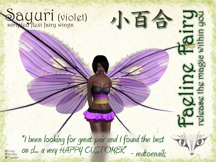 Sayuri (violet) - flexi wings for tiny and large by Faeline Fairy