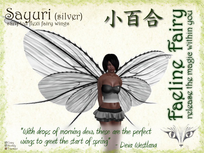 Sayuri (silver) - flexi wings for tiny and large by Faeline Fairy