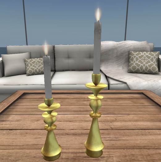Candlesticks Brass w/White Candles