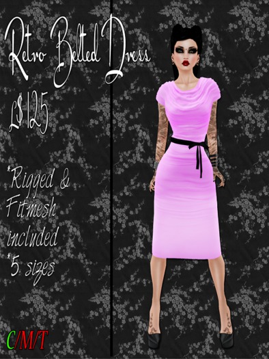 SC Retro Belted Dress - Pink