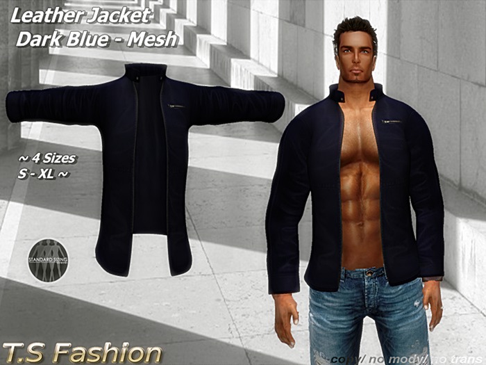 Leather Jacket Dark Blue - Mesh