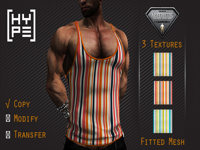 [ HYPE ] Colorful Stripes Tank Top - Fitted Mesh