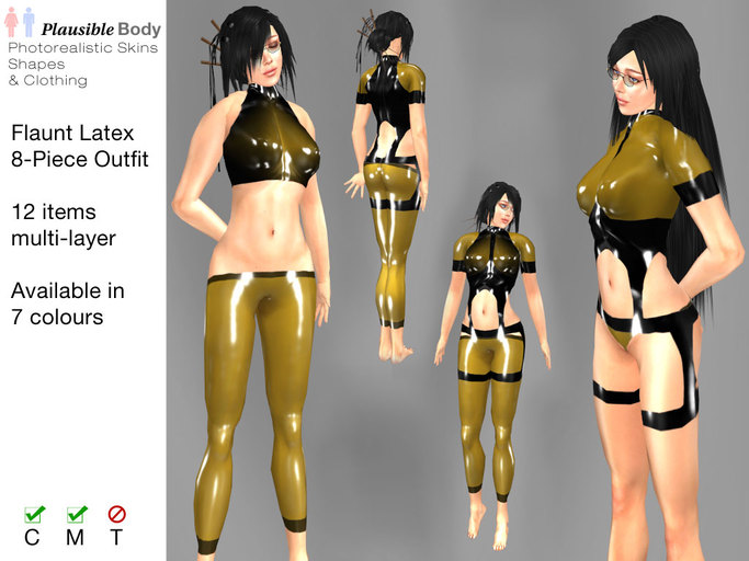 Flaunt :: Gold Latex 12-piece versatile outfit