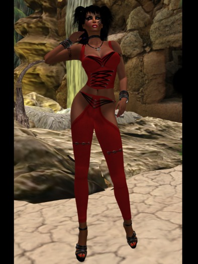 Leather Set "Hotter Than Hell" Red (including OMEGA-APPLIER)