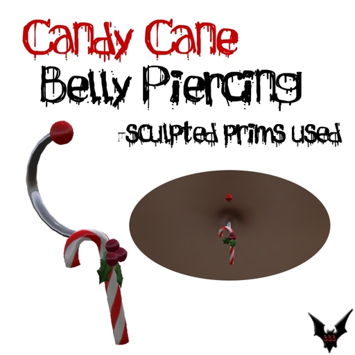 Half Evil Candy Cane Belly Piercing