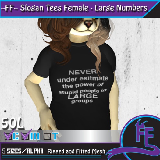 ~FF~ Slogan Tee Female - Large Numbers