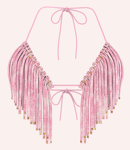 Prim & Pixel Suede Fringe Halter Pink