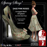 C&F Spring Slingback Pumps for Slink High Feet - Sage Pink Roses