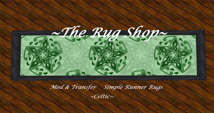 Runner Rug Celtic stars vivid greens [ 10x 2.5 runner rug with border] The Rug Shop
