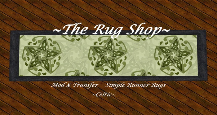 Runner Rug Celtic stars greens [ 10x 2.5 runner rug with border] The Rug Shop