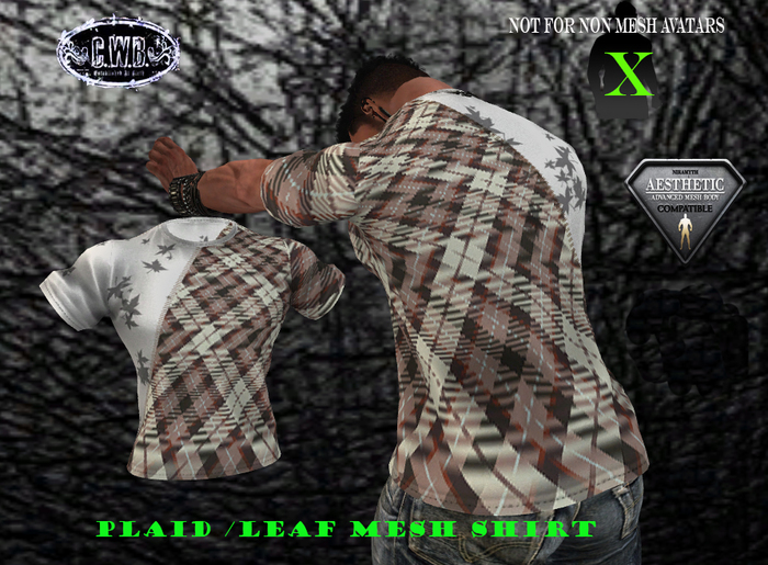 CWB_T-Shirt - Fitted Mesh plaid/leaf (ADD)