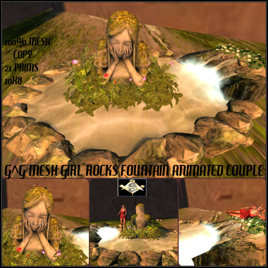 G^G MESH GIRL ROCKS FOUNTAIN ANIMATED COUPLE
